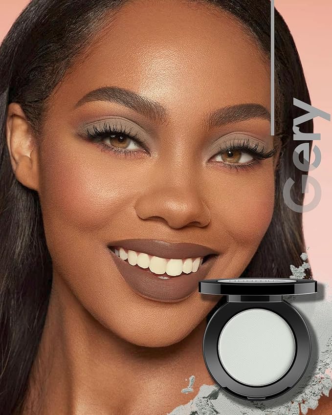 Single Grey Matte Eyeshadow Handmade Bold Eye Sahdow Pressed Powder Palette Pigmented Long Lasting Intense Color Gray Eyeshadow (Grey)