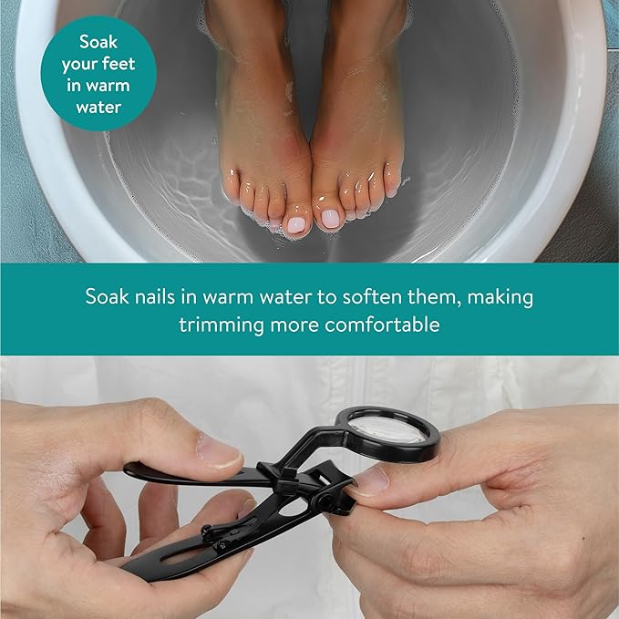 Navaris Thick Nail Clipper Set - Precise Large Heavy Duty Nail Cutters for Thick Toe Nails - Big Toenail Clippers Kit for Thick Nails - Comfortable Easy Grip - with Storage Bag