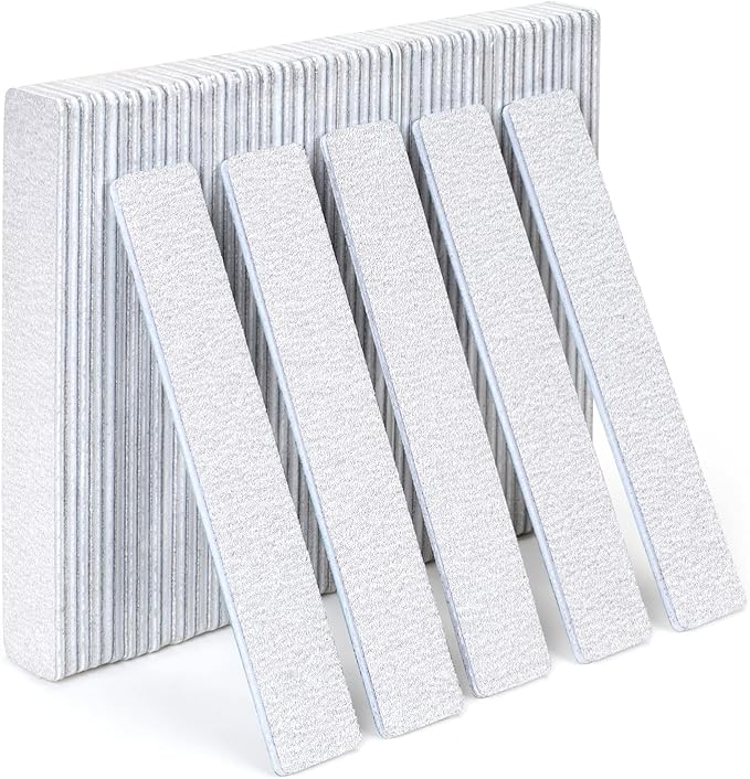 GazePlus Nail Files, 50 PCS Fingernail Files 80/80 Grit Emery Boards for Nails - Professional Nail File Bulk Washable for Acrylic, Gel, Dip Powder, and Poly Gel Nails