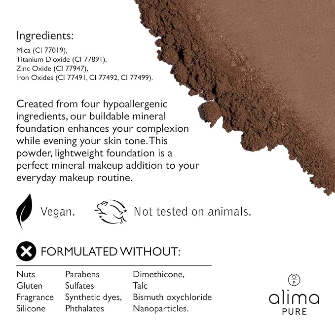 Alima Pure Matte Foundation - Loose Mineral Powder Makeup, Oil Free Talc Free, Natural Full Coverage Foundation .15 oz/4.5g