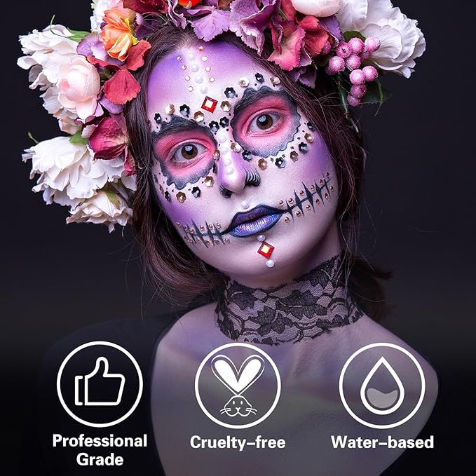 BOBISUKA Light Purple Face Body Paint, Water Based Face Painting for Art Theater Halloween Party Cosplay Clown SFX Makeup for Women Adults Teens, Non-Toxic Washable