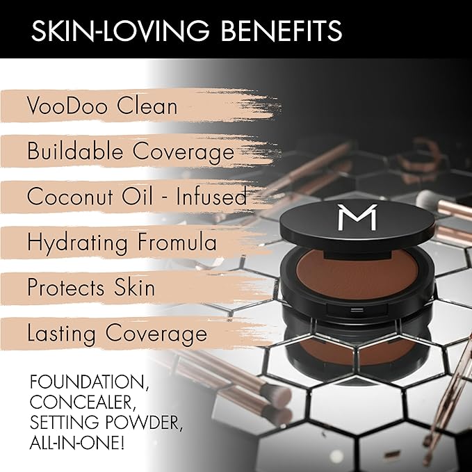 Voodoo Makeup Coconut Cream Foundation in Latte - Cream to Powder - Wet or Dry Buildable, Lightweight for Smooth and Even Skin
