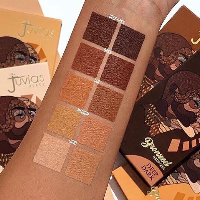 Juvia's Place Bronzed Duo Bronzer Dark - Soft Matte Bronzer, Contour Powder, Pressed Powder, Long-Wearing & Buildable Bronzing Powders - Suitable for Dark to Deep Tan Skin Tone