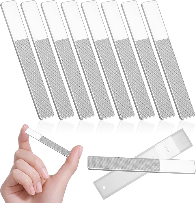 Glass Nail Files, 8 PCS Nano Nail File with Case Glass Nails Buffer for Natural Nails Women Shaping Buffing and Polishing