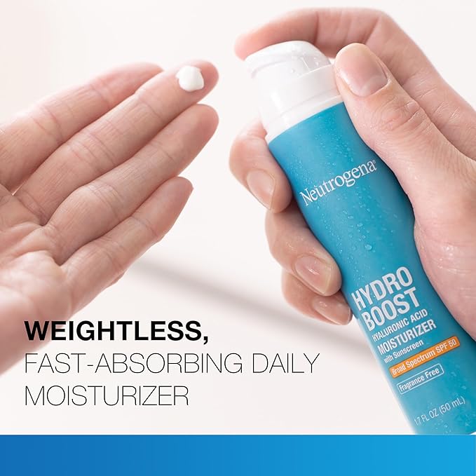 Neutrogena Hydro Boost Hyaluronic Acid Face Moisturizer with Broad Spectrum SPF 50 Sunscreen, Non-Greasy, Fragrance Free Daytime Facial Moisturizer to Hydrate & Soothe Dry Skin, 1.7 fl. oz