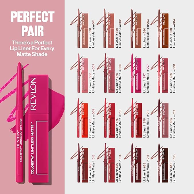 Revlon ColorStay Limitless Matte Liquid Lipstick, Vegan Formula, No-Budge, Longwear Lip Color, Long Lasting, Lightweight/Comfortable, Waterproof, 009 Hot Take, 0.17 fl oz
