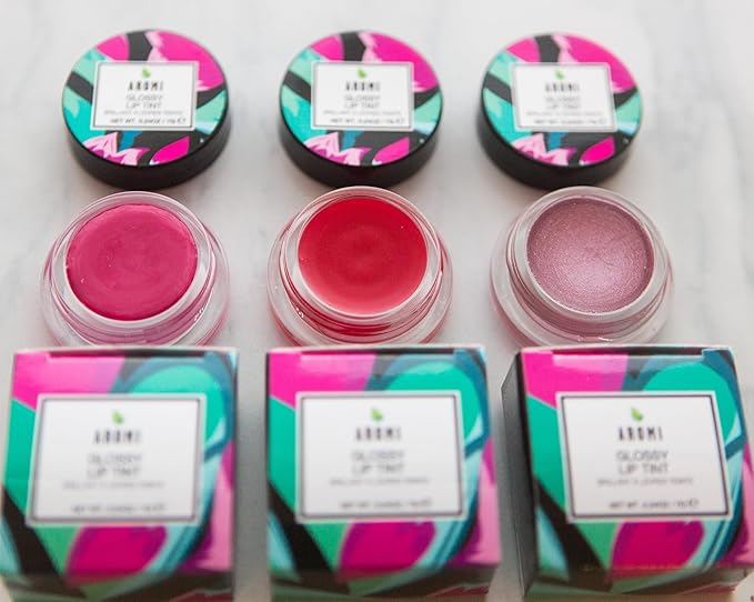 Aromi Glossy Lip Tint in Pot – Hydrating Lip Gloss Color, Sheer, Bright Pink Magenta Shade, Vegan & Cruelty-free, Moisturizing, Non-Sticky Formula (Pink Tulip)