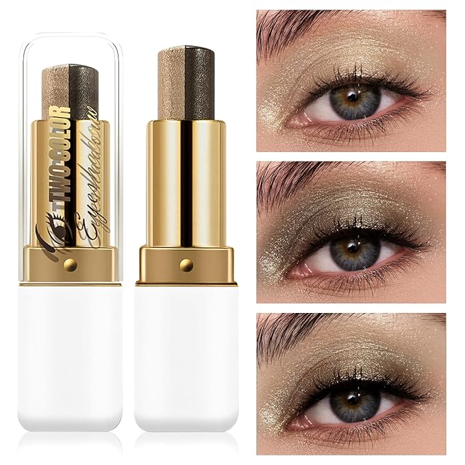 Boobeen Waterproof Eyeshadow Stick, 2-Color Shimmer Eye Makeup, All Day Wear, Silky Smooth & Beginner-Friendly Eye Shadow