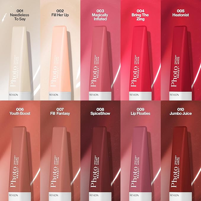 REVLON PhotoReady Instant Plump Serum, Plumping Gloss, Hydrating, Non-Sticky & High Shine Finish, 009 Lip Floaties, 0.25 fl oz