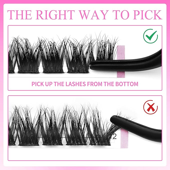 VEYESBEAUTY Lash Clusters Kit Fluffy Individual Lash Extensions Xtreme 3D Layered Volume Eyelashes kit Thin & Invisible Band Wispy Faux Mink Lash Mixed Length 10-18mm with Bond&Seal Remover Applicator