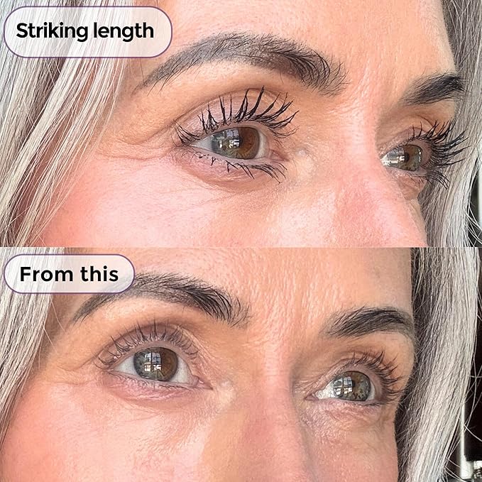 Rumi Cosmetiques VolumeCare+ Mascara For Mature Women - Extreme Length and Volume 2-in-1 Formula - No Clumps or Flaking, Long-Wearing, Hypoallergenic Mascara For Sensitive Eyes (Natural Black)