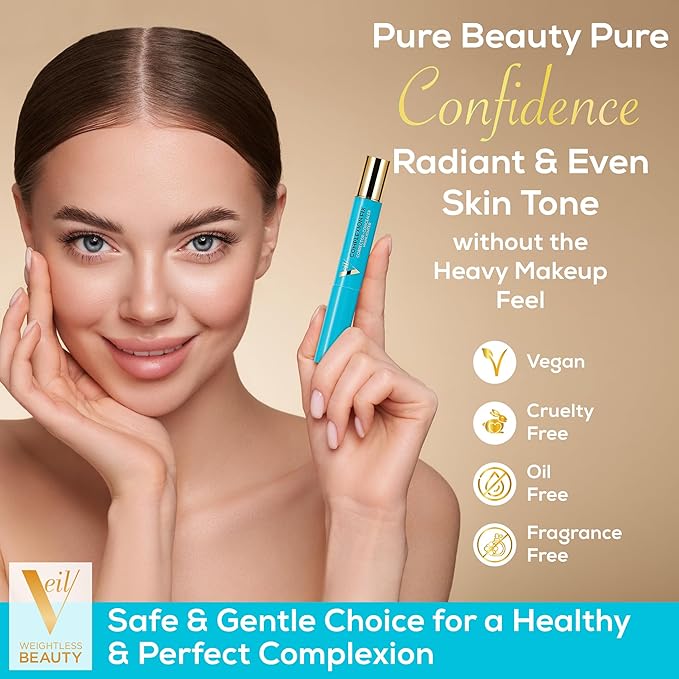 Veil Cosmetics - Complexion Fix Concealer - Liquid Concealer for Under Eye + Dark Circles - Highlight, Contour, Correct - Anti-Aging - Vegan Makeup Pen - Hydrating Lightweight (3N Medium Neutral)