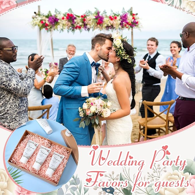 24 Pcs Mini Sunscreen Bulk for Summer Wedding Party Spf 30 Water Resistant Sunscreen Lotion Bulk 1oz Travel Size for Thank You Gifts Wedding Party Supplies(White Cream,Floral)