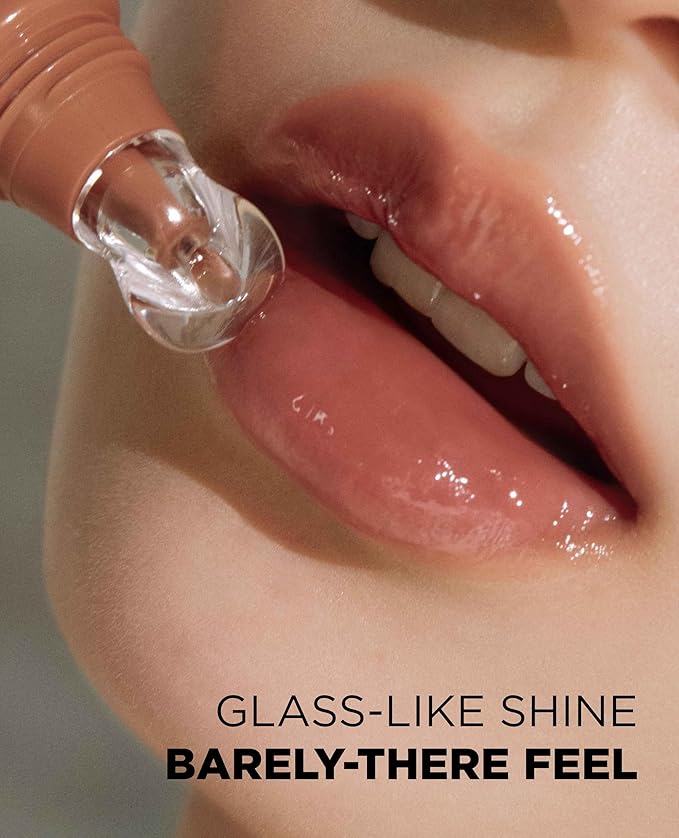 EITHER& Glazed Lip Oil – Non-Sticky Tinted Lip Balm with Peptides for Hydration & Glossy Finish, High-Gloss Moisturizing Lip Care for Dry Lips, 02 Bonny (10g)