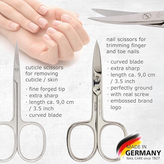 3 Swords Germany - brand quality 8 piece manicure pedicure grooming kit set synthetic leather case ostrich cognac - Made in Germany
