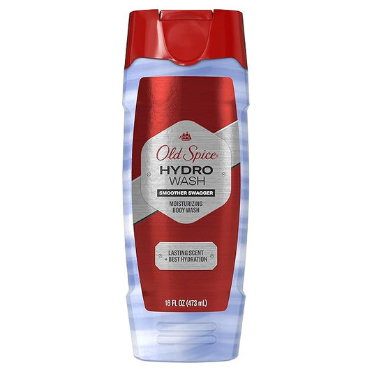 Old Spice Moisturizing Body Wash for Men, Hydro Wash, 2-in-1 Long Lasting Scent & Deep Hydration, 24/7 Shower Fresh, Smoother Swagger Scent, 16 oz