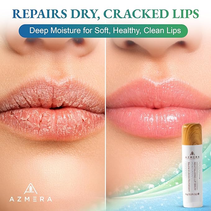 Azmera Coconut Lip Balm - Organic Shea Butter from Ghana Chapstick for Dry Chapped Lips - Natural Coconut Oil Lip Moisturizer - Made in USA - 6g