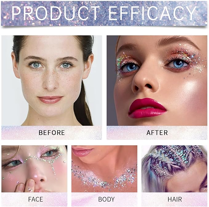 Blue Face and Body Glitter Stick,Holographic Neon Accessories Outfit Singer Concert Sparkling Festival Rave Glitter Makeup