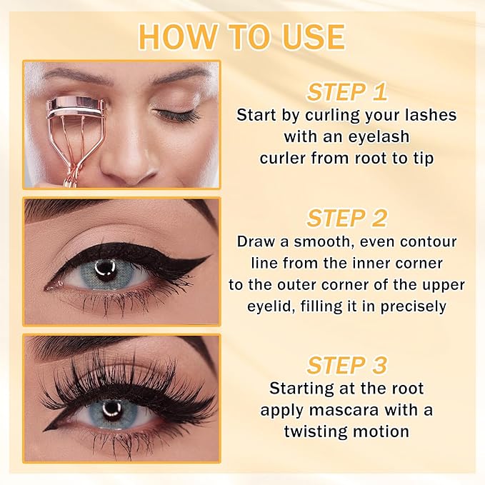 6PCS Black Mascara & Eyeliner Pen Makeup Gift Set,Waterproof Long Lasting Smudge Proof Volume and Length Mascara, Easy to Use, Highly Pigmented Liquid Eye Liner Pencils for Women