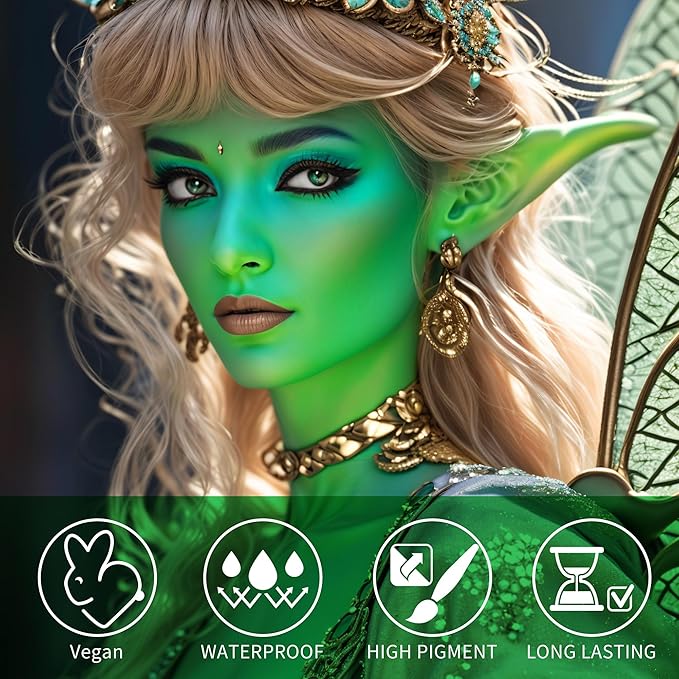 MEICOLY Lime Green Face Body Paint Stick,Christmas Stocking Stuffers,Green Face Paint for Halloween SFX Witch Hulk Elphaba Makeup,Hunting Camo Face Paint,Eye Black Stick for Baseball Softball Football
