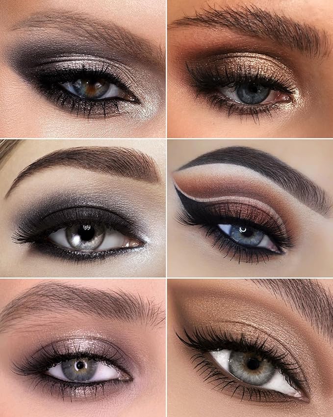 Black Smoky Eye Shadow Palette 8Color Dark Grey Smokey Eyeshadow for Goth Makeup Black Silver White Gray Shade for Halloween (BlackS)