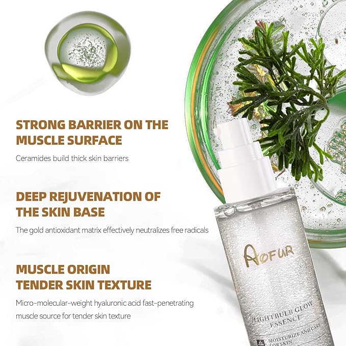 Aofur Lightbulb Glow Essence 3.52 Fl Oz (100ml) Moisturize And Care For Skin Glass Skin Elasticity for Aged Skin Serum for Face (100ml)