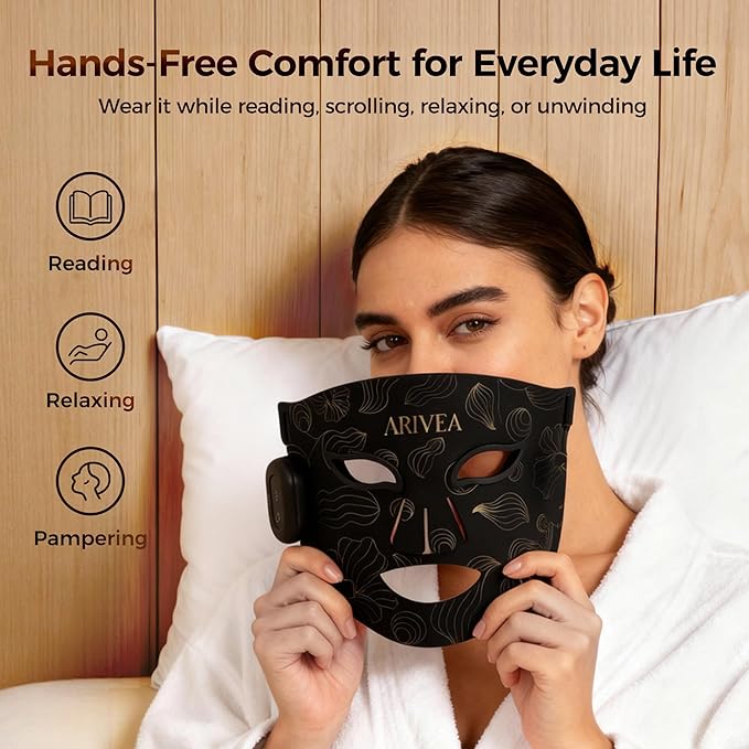 Red Light Therapy Mask for Face – Portable Wireless LED Face Mask with 3 Modes (Red, Blue, Infrared 850nm), Cordless Anti-Aging Light Therapy for Wrinkle Reduction, Acne Care & at-Home Skin