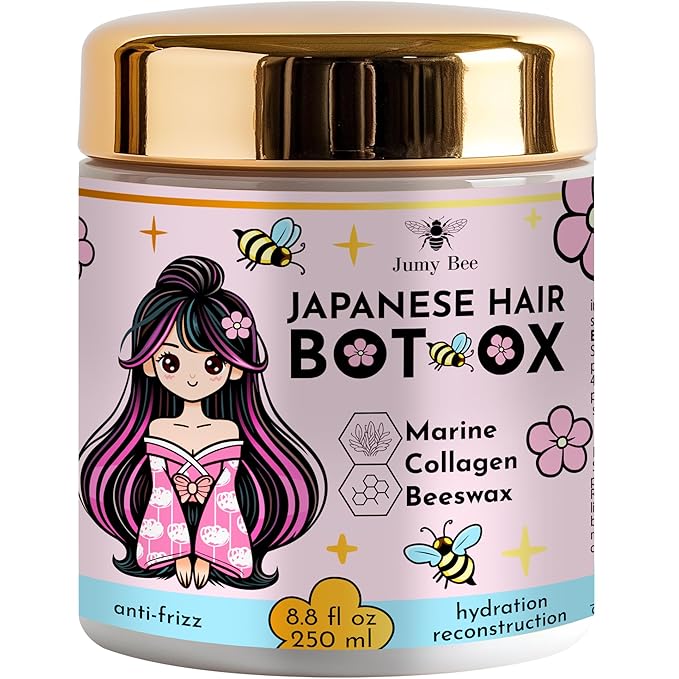 Japanese BTX Hair Mask for Damaged Hair B-TOX – Collagen & Keratin Treatment with Beeswax & Seaweed, Anti-Frizz, Protein Repair, Formaldehyde-Free, 8.8 oz