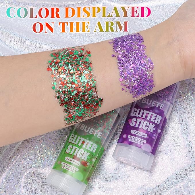 Violet Face and Body Glitter Stick for Sparkling Makeup, Hair Glitter Accessories for Women, Highlighting Stick for Fairy Dust Makeup, Cheerful Face Glitter for Festive Parties and Carnivals