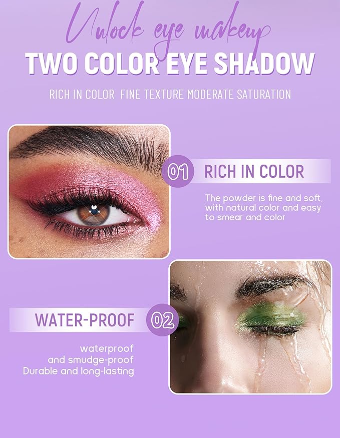 Erinde Brown Eyeshadow Palette Duo - Bronze & Copper Shades Shimmer Glitter Eye Shadow Makeup Palette, Long Lasting Waterproof Blendable Crease & Smudge Proof Golden Galaxy Christmas Makeup, 03
