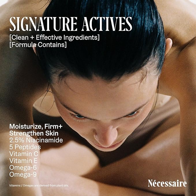 Nécessaire The Body Lotion with Pump – Santal Scented Body Moisturizer with Peptides, Niacinamide, Vitamins C/E & Omega 6/9 – Firming Daily Hydration – Dermatologist-Tested, Vegan – 15.2 oz