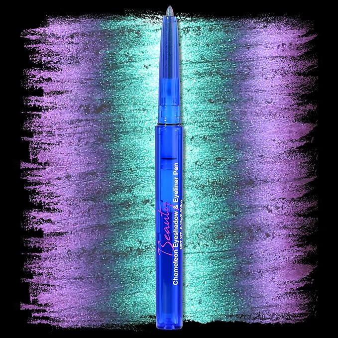 Chameleon Metallic Eyeshadow & Eyeliner Gel Pencil – Multichrome Shifting Colors Glitter Eye Makeup, Waterproof Long-Lasting Smudge-Proof Duochrome Pencil (Teal Green to Rose Magenta)