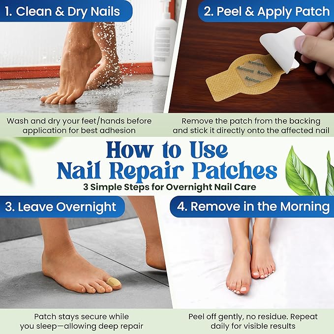 Premium Fungal Nail Patches Toe Nail Care Extra Fungus Strength 21 Pcs Nighttime Repair Damaged Treatment Toenail Discolored Nails 8 Hour Safe Sensitive gift for Valentine Day Women Men .(21 Count)