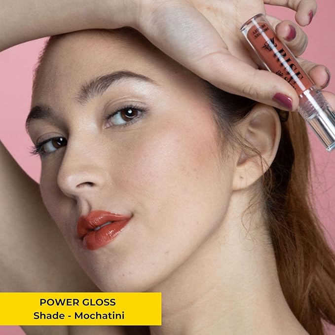 Power Gloss – Nude Brown Non-Sticky Lip Gloss with High Pigment, Jojoba, Vitamin E, Castor Oil & Hyaluronic Acid for Smooth, Everyday Moisture (Mochatini)