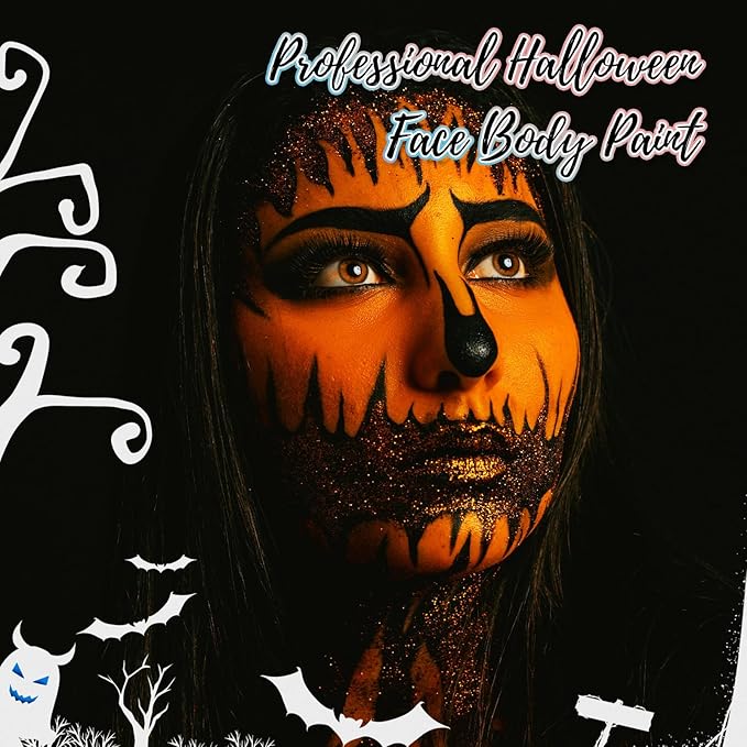 Orange Water Based Face Body Paint, 2.37 OZ Large Tube Full Coverage Face Paint for Tiger Pumpkin Cosplay, Washable Orange Body Painting Cream for Adult Carnival Halloween SFX Makeup