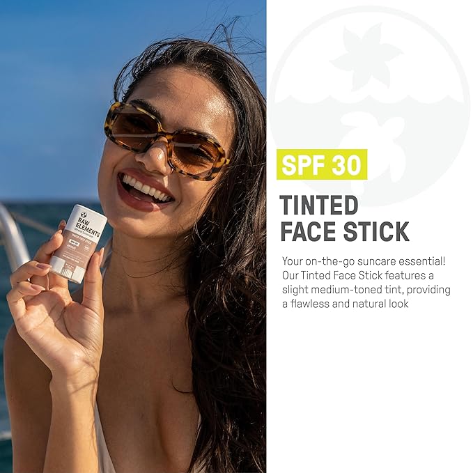 Raw Element Ultra-Moisturizing Face Tint Sunscreen, SPF 30+, Non Toxic Mineral Face Cream, Non Nano Zinc Oxide, Reef Friendly, Safe for All Ages, 0.5 oz, Bronze, Stick Pack of 1