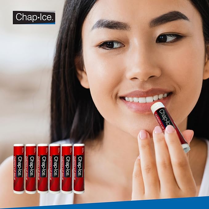 Cherry Lip Balm – 6 Pack Lip Balm Sticks, Non-Tinted, Moisturizing & Smooth Finish