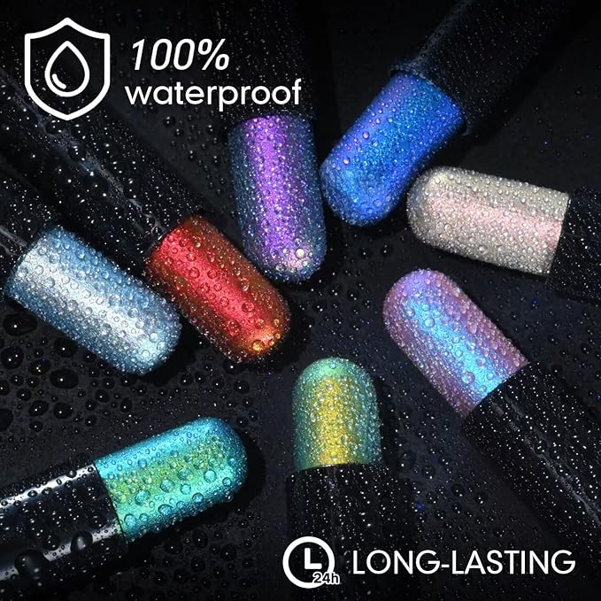 CHARMACY New Duochrome Long Stay Eyeshadow Stick, Creamy Eye Shadow Stick, Multicolor-Shifting Glitter Eyeshadow, Waterproof & Smudge-Proof, High Pigmented, Built-in Smudger #06