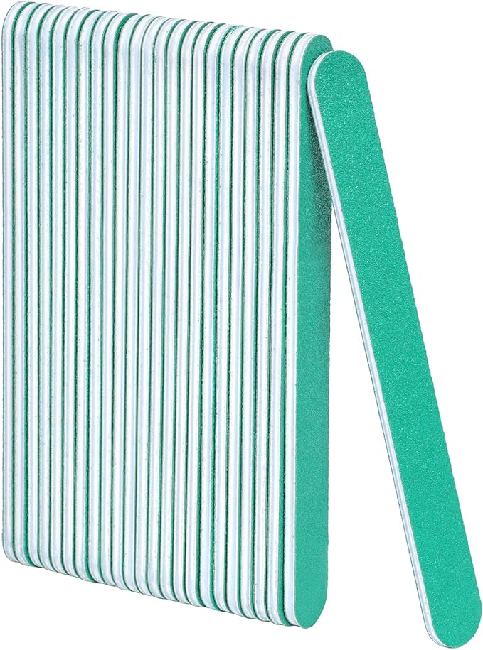 GazePlus Nail File, 24 PCS Fingernail Files 7" Long 80/80 Grit Emery Boards for Nails - Professional Nail Files Washable for Acrylic, Gel, Dip Powder, and Poly Gel Nail - Coarse Rough Grit