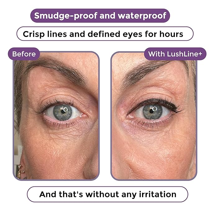 Rumi Cosmetiques LushLine+ Waterproof Eyeliner Pencil For Older Women - Smudge Proof, Long-Lasting, Non Toxic, Soft Glide - Safe For Sensitive Eyes (Dark Brown)