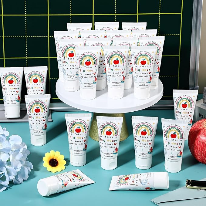 24 Pcs Mini Sunscreen Bulk for Teacher Gifts SPF 30 Water Resistant Sunscreen Lotion Bulk 1oz Travel Size for Thank You Gifts Wedding Party Supplies