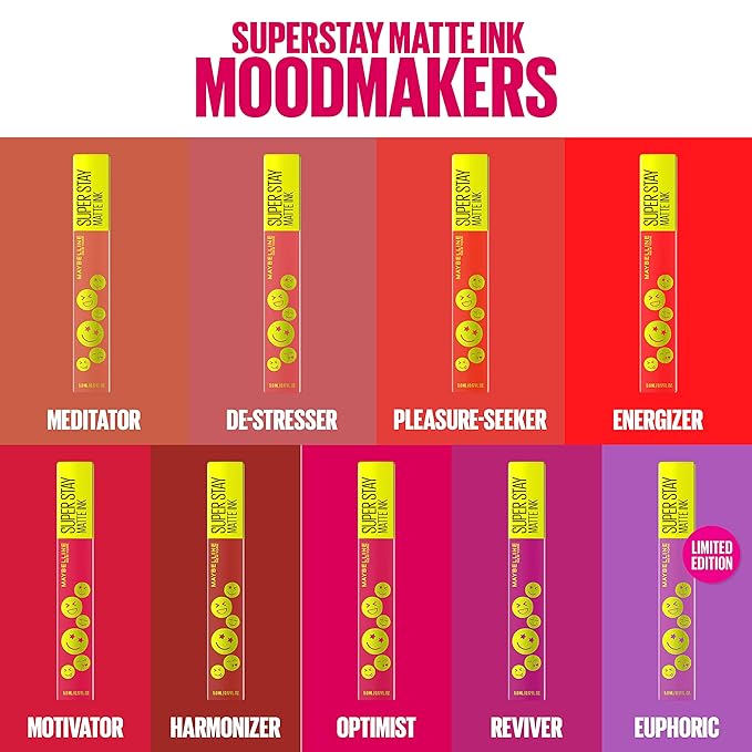 Maybelline Super Stay Matte Ink Liquid Lip Color, Moodmakers Lipstick Collection, Long Lasting, Transfer Proof Lip Makeup, De-Stresser, Mauve Nude, 1 Count