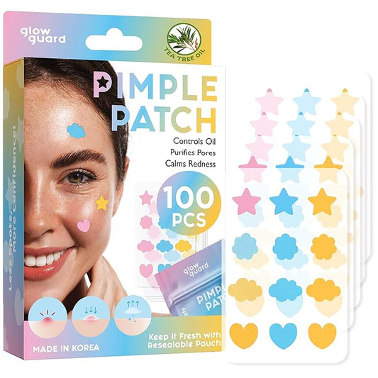 Pimple Patches with Hydrocolloid & Tea Tree Oil – Korean Skin Care, Dermatologist Tested – Absorbs Impurities, Reduces Redness – Vegan, Non-GMO, Clean Beauty – 100 Pcs