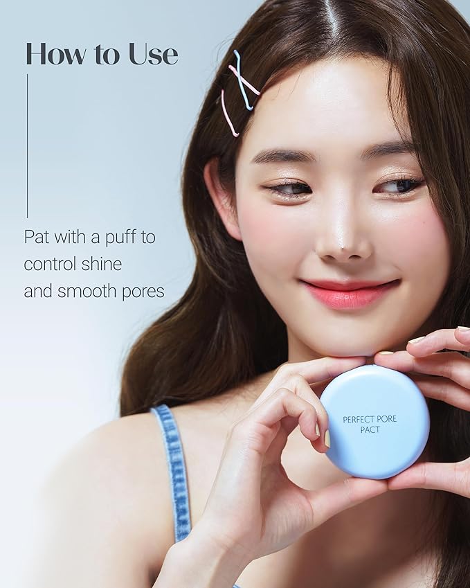 THESAEM Saemmul Perfect Pore Pact - Sebum Control Face Powder for Oil Absorption & Makeup Setting - Pore Blurring Pressed Compact Smooth Matte Finish- Korean Makeup Finishing Powder, 2 Pack