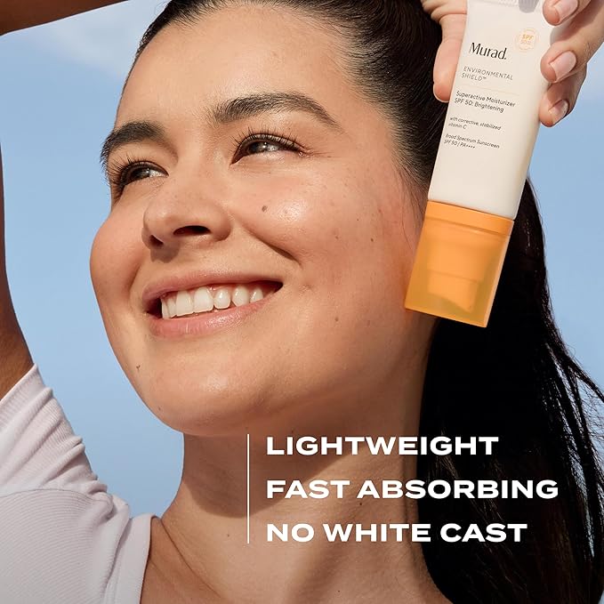 Murad Superactive Brightening Moisturizer SPF 50 - Vitamin C Packed Hydrating Ulta Sheer Facial Sunscreen W/Lipid-boosting Technology for Preventative Aging Protection from UVA/UVB (1.7 Fl Oz)