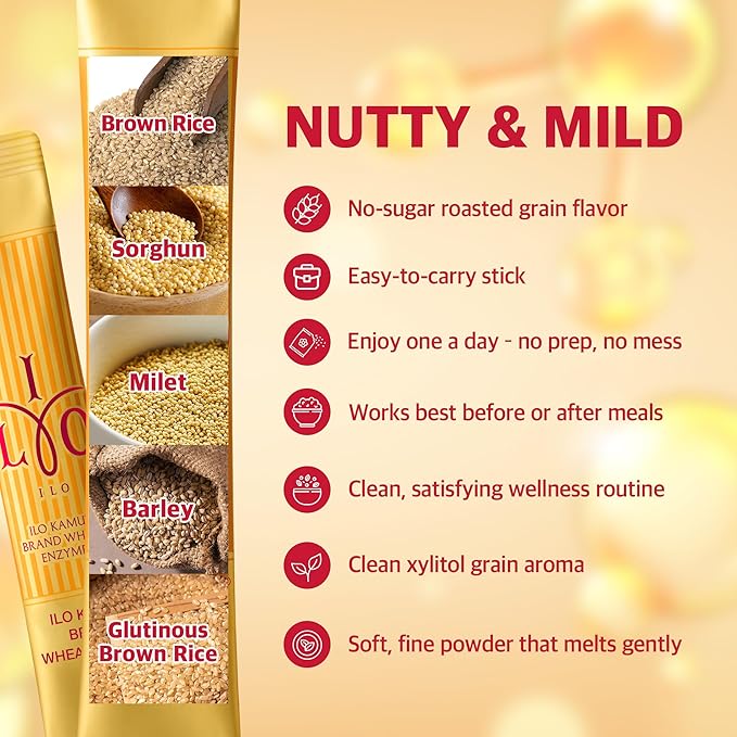 ILO Kamut Enzyme Complex – Digestive Health and Natural Metabolic Activation – Fermented Ancient Grains with Spicy Botanicals, 30 Sticks