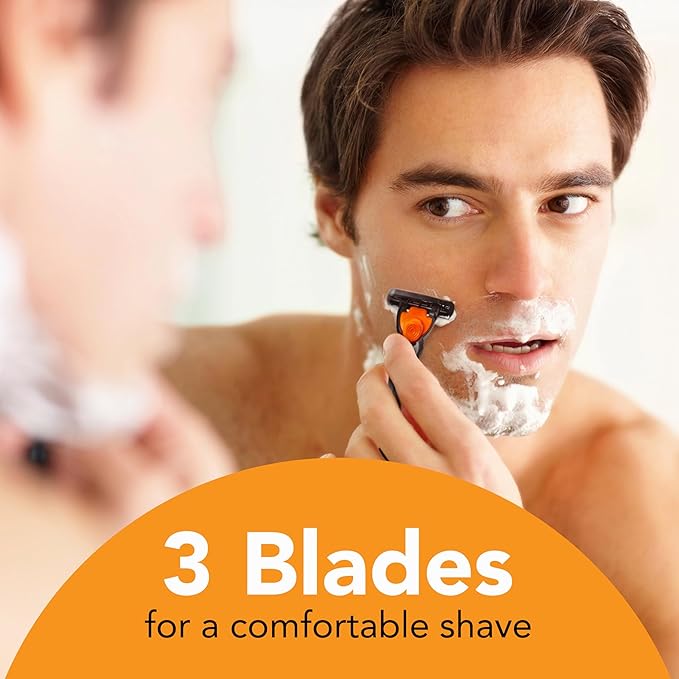 BIC Comfort 3 Men's Refillable 3 Blade Razors, Self Care and Personal Care Products, 1 Handle and 6 Cartridges