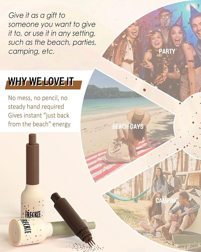 Freckle Stamp Cushion, Vivid Natural Faux Freckles Pen, Long Lasting Waterproof Quick Dry Lifelike Fake Freckle Stamp Pencil, Get Sun-kissed Stars Makeup in One Press, Makeup Gift for Women Girl-01