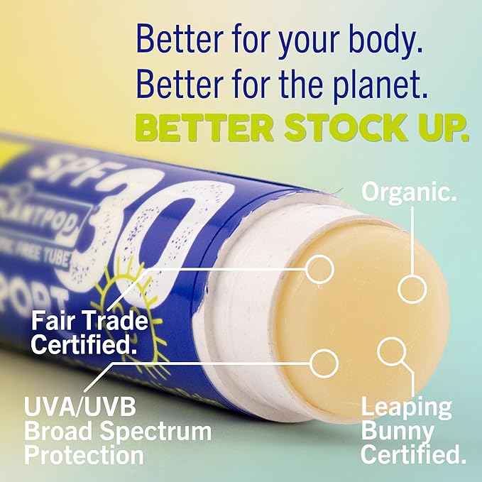 Eco Lips Classic Sport Broad Spectrum Sunscreen Lip Balm 6-Pack - Made in USA (Classic Vanilla SPF 30)