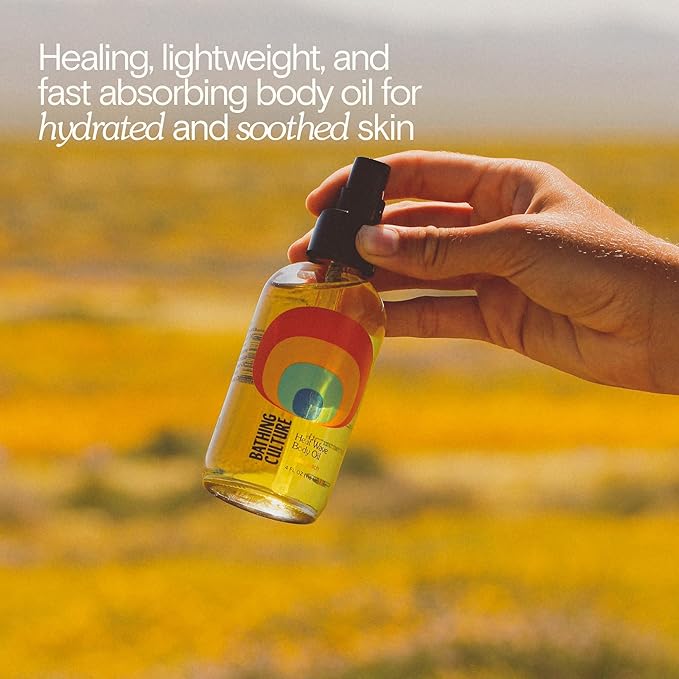 Bathing Culture, Organic Heat Wave Body Oil, Organic Body Oil for Women and Men, After Shower Moisturizer, Natural, Biodegradable, Sustainable, Vegan Personal Care, Nude Beach Scent, 4 fl oz, 118 ml